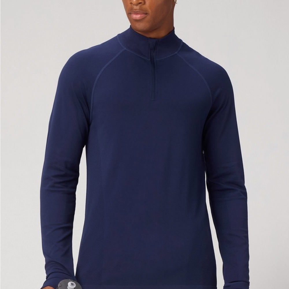 Fabletics Men's Navy Long Sleeve Quarter-Zip Top